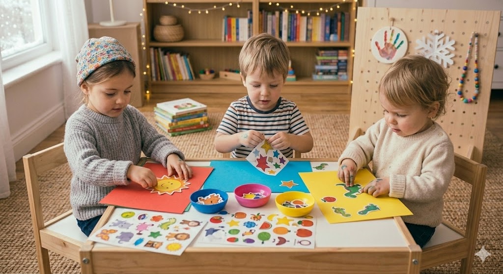 pienet-lapset-askartelevat-yhdessa Helppoja askarteluja pienille lapsille: Opas ensiaskeliin luovuuden maailmassa